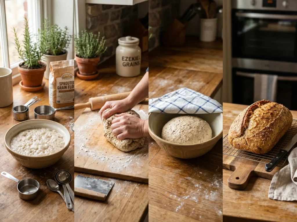 step by step ezekiel bread recipe proces