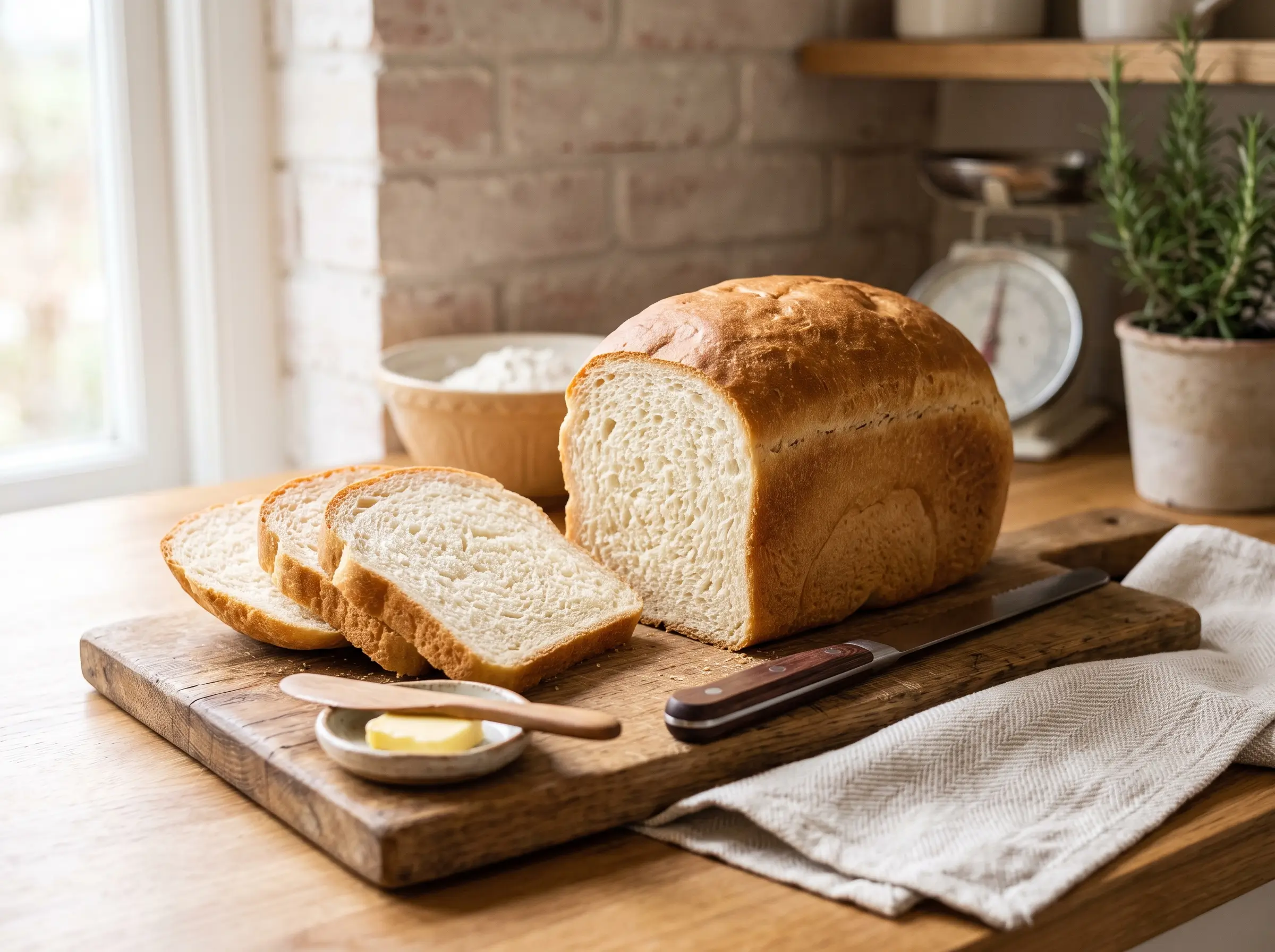 Classic white bread made in a bread machine