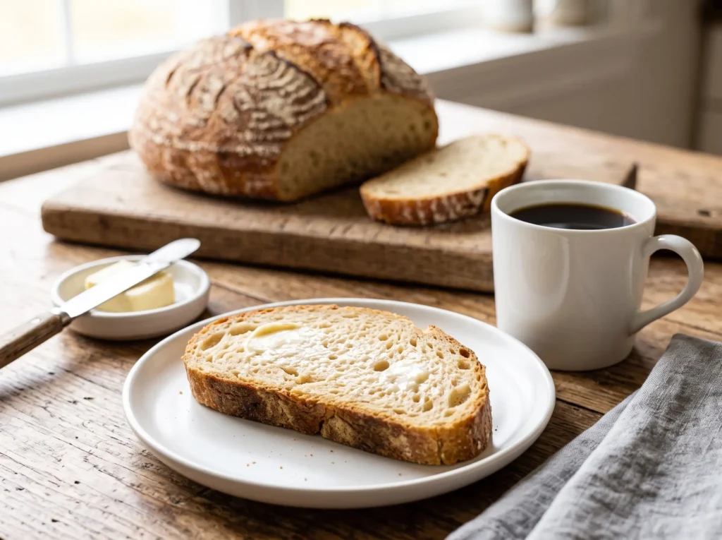 Einkorn bread served with butter